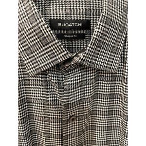 BUGATCHI Houndstooth Shaped Fit Shirt SZ Large